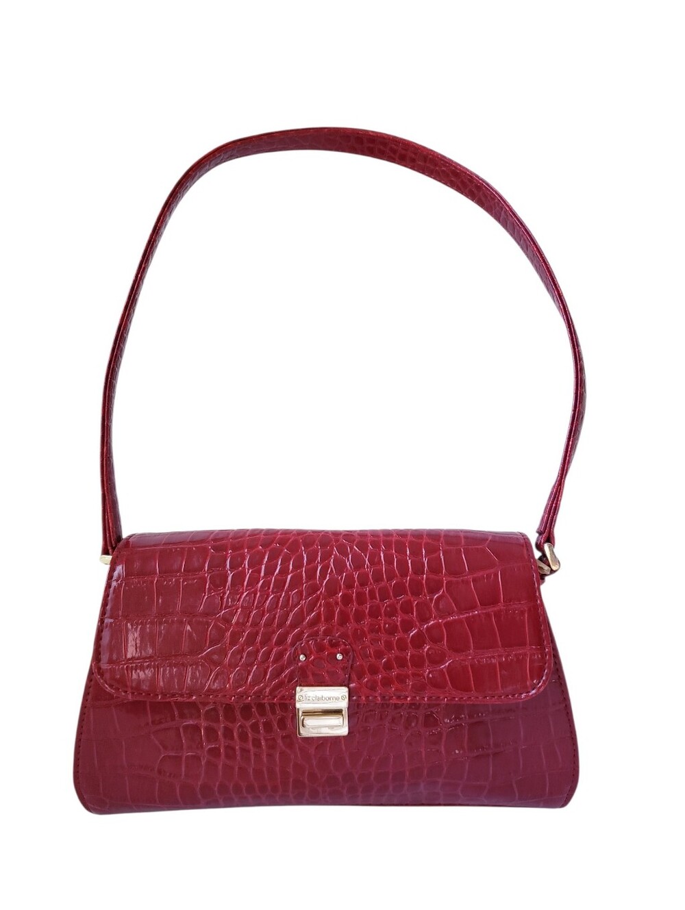 Vintage Liz Claiborne Red Croc Print Shoulder Bag
